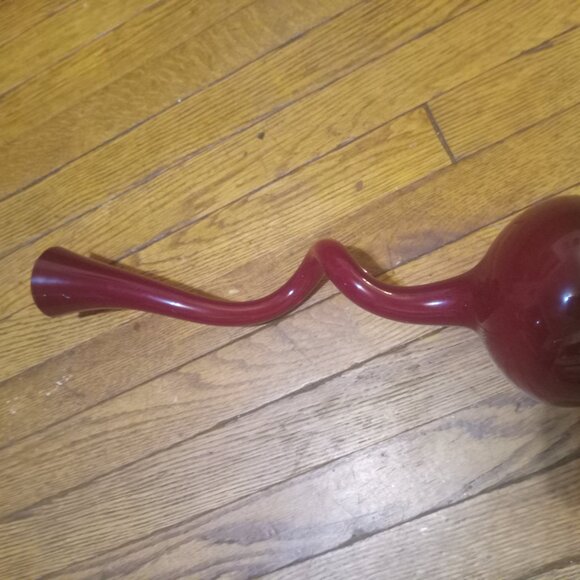 MAKORA vintage art glass hand blown vase 1960-70s trippy red vase - Picture 2 of 6